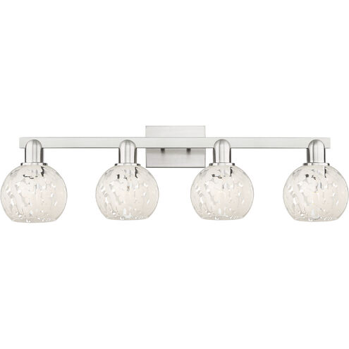 Arcadia White Mouchette 4 Light 33 inch Brushed Satin Nickel Bath Vanity Light Wall Light