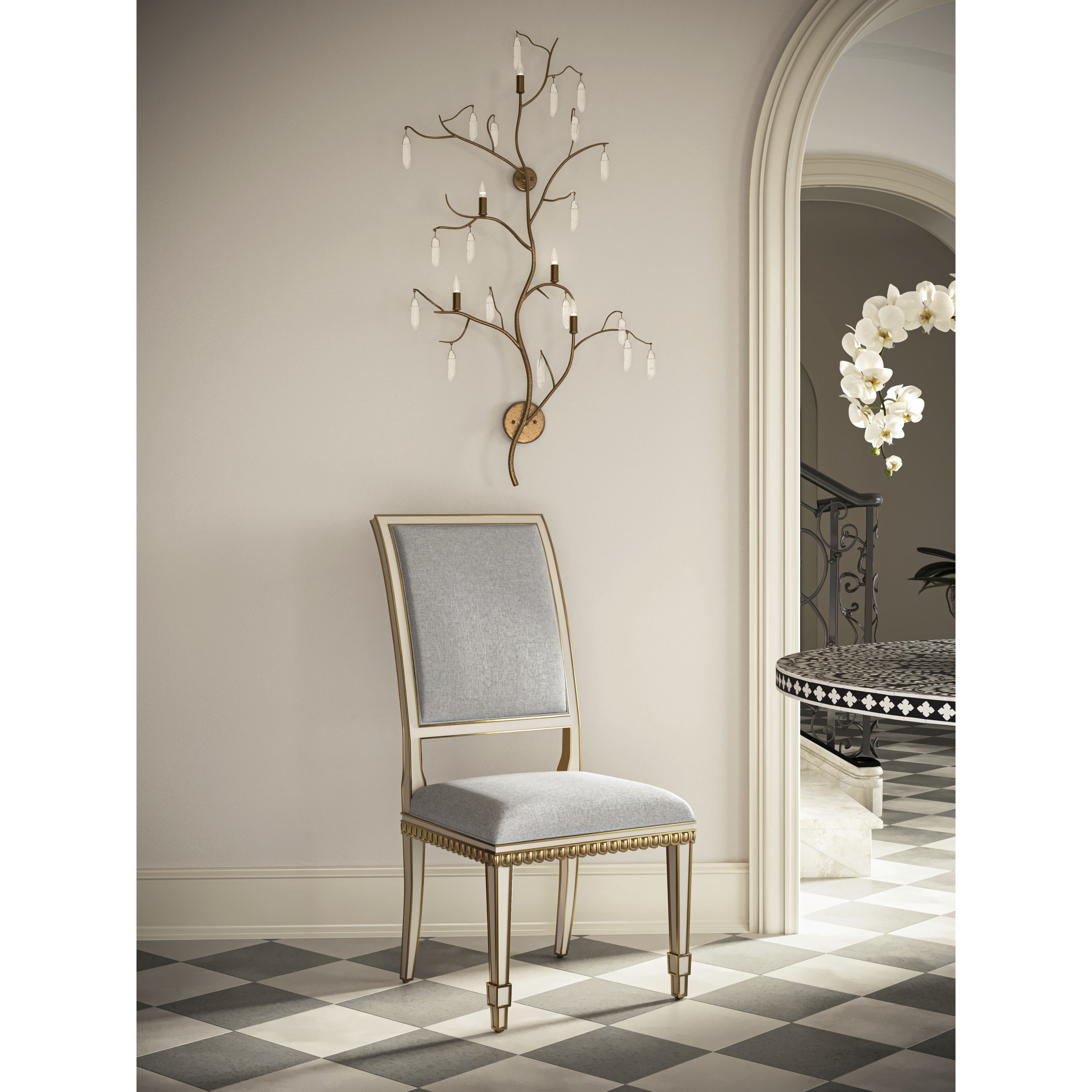 Ines Ivory and Antique Gold Chair