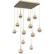 Cabochon LED Gilded Brass with Travertine Stone Pendant Chandelier Ceiling Light in Bronze, 2700K LED