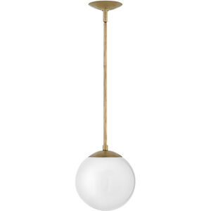 Warby LED 10 inch Heritage Brass Indoor Pendant Ceiling Light in Etched White