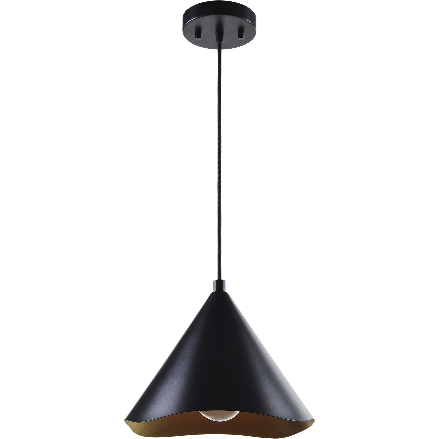 Cinder LED 12 inch Matte Black and Gold Pendant Ceiling Light