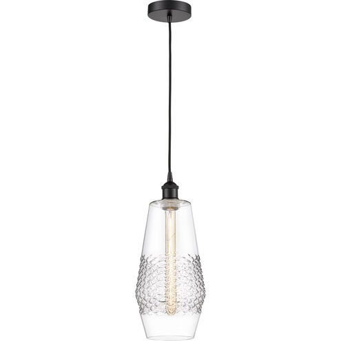 Edison Windham LED 7 inch Matte Black Mini Pendant Ceiling Light in Clear Glass