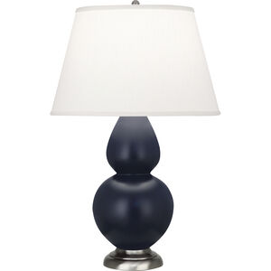 Double Gourd 31 inch 150.00 watt Matte Midnight Blue Table Lamp Portable Light in Antique Silver, Pearl Dupioni
