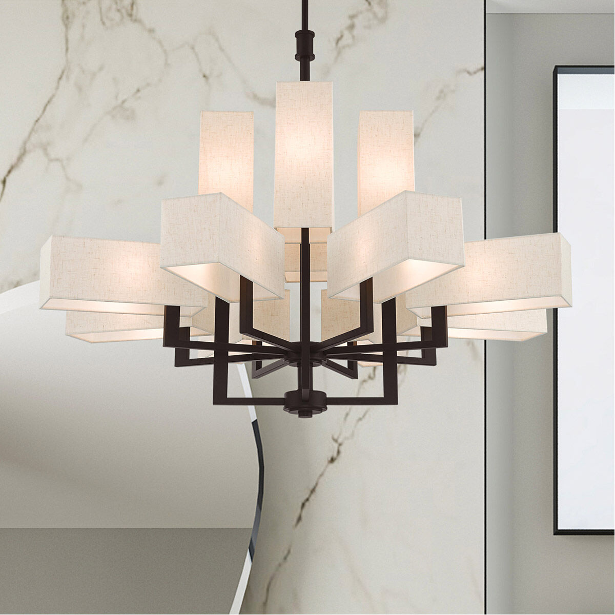 Bronze foyer chandelier top