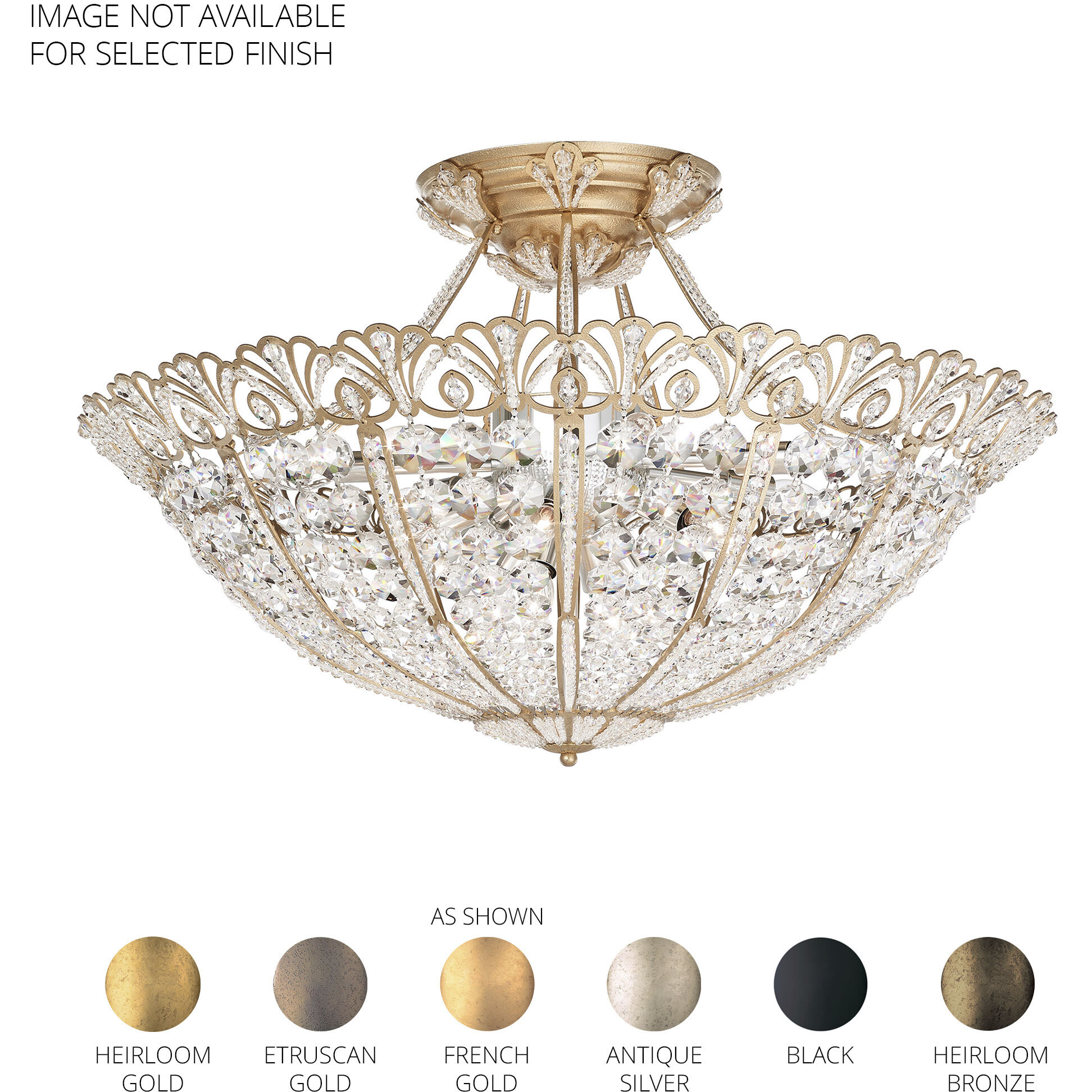 Rivendell 17 Light Black Semi-Flush Mount Ceiling Light in Radiance