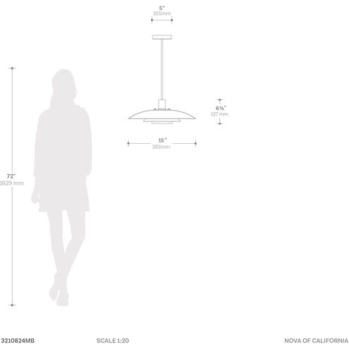 Rancho Mirage LED 15 inch Matte Black and Weathered Brass Pendant Ceiling Light, Large