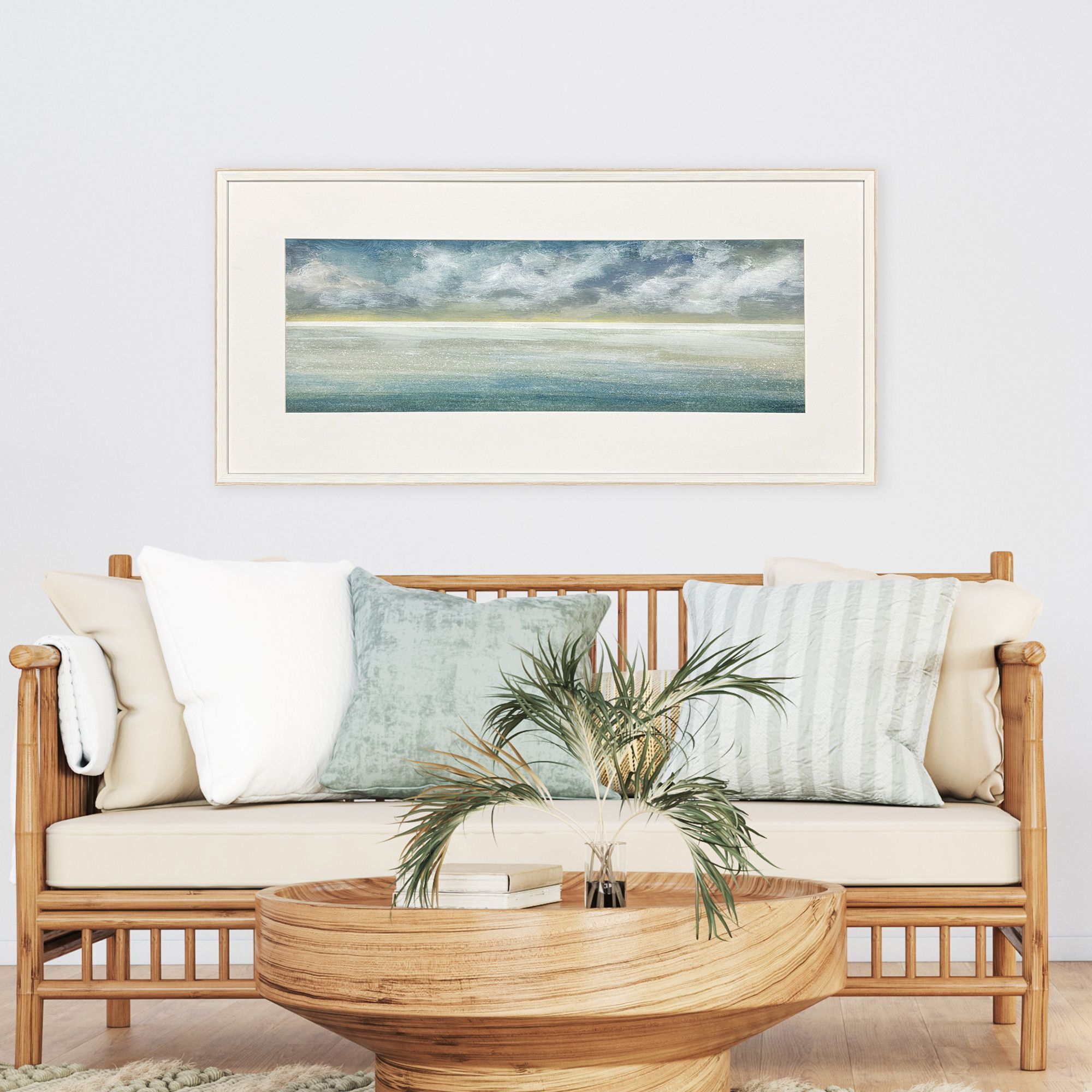 Marine Mist Blue and Green and White and Turquoise Framed Art