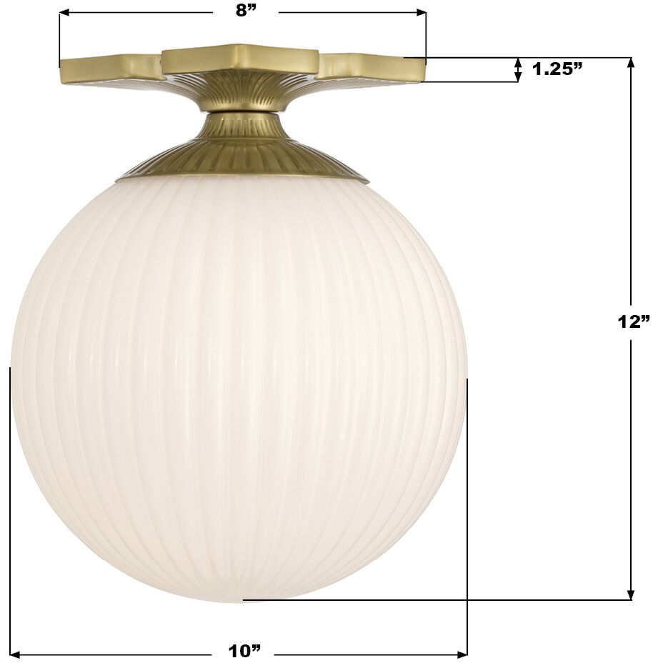 Orly 1 Light 10 inch Aged Brass Semi Flush Ceiling Light