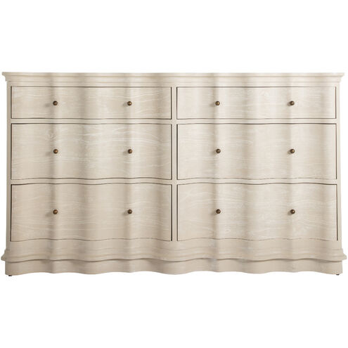 Meredith Textured Cerused White / Stained Brass Dresser