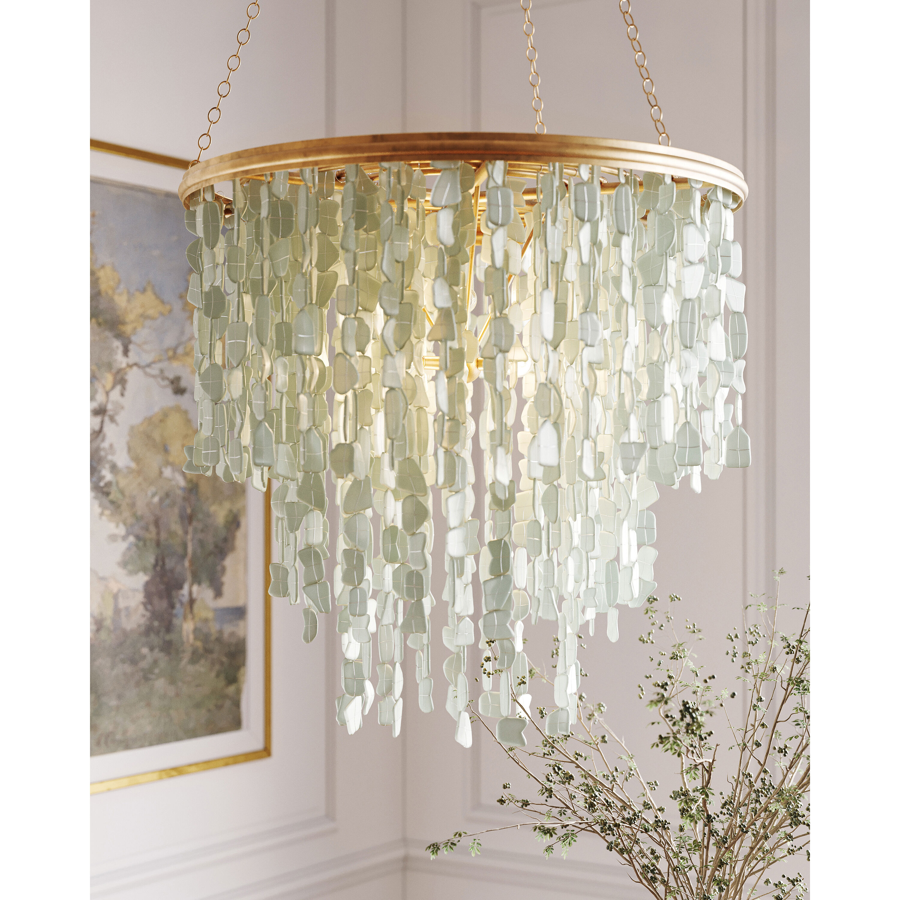 Verre de Mer 1 Light 24.75 inch Seaglass/Contemporary Gold Chandelier Ceiling Light, Medium