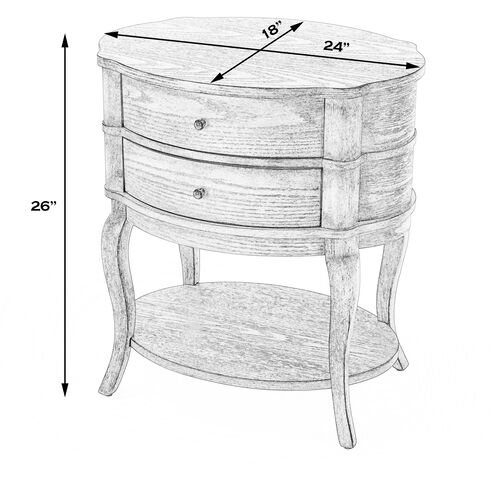Jarvis Oval 2-Drawer Side Table in Gray