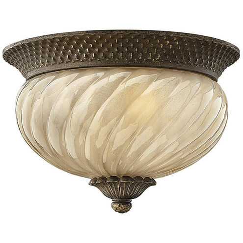 Plantation 2 Light 12 inch Pearl Bronze Outdoor Flush Mount