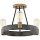 Silas LED 17 inch Aged Zinc with Heritage Brass Indoor Semi-Flush Mount Ceiling Light