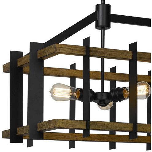 Bruck 6 Light 41 inch Iron and Light Oak Island Chandelier Ceiling Light
