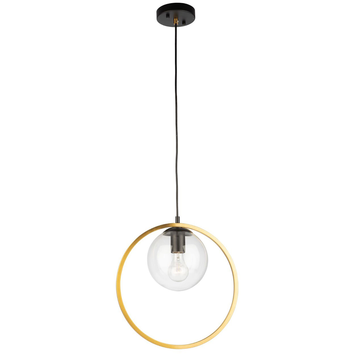 Lugano LED 14 inch Black and Vintage Brass Pendant Ceiling Light