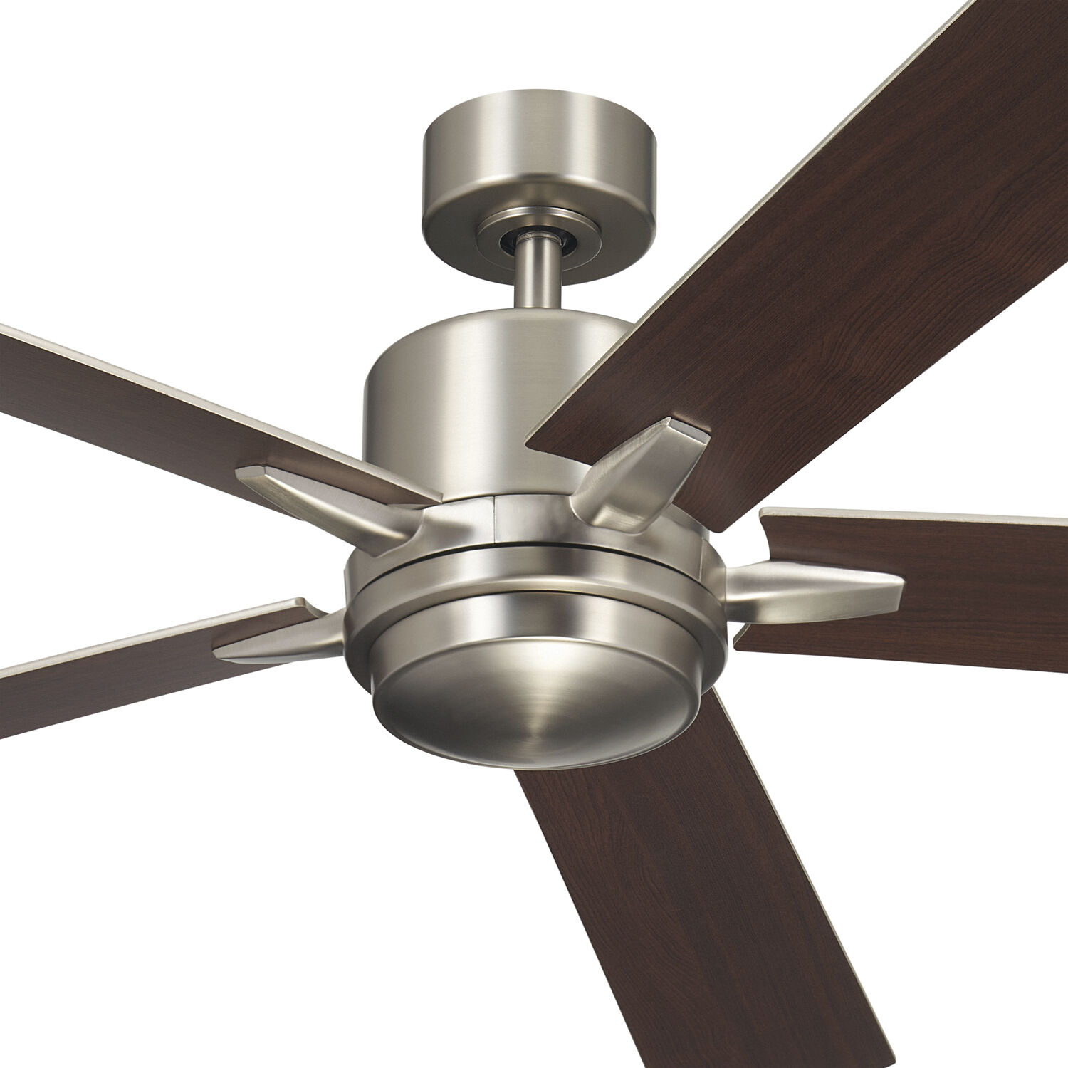 Lucian 60 inch Brushed Nickel with Walnut/Silver Blades Ceiling Fan