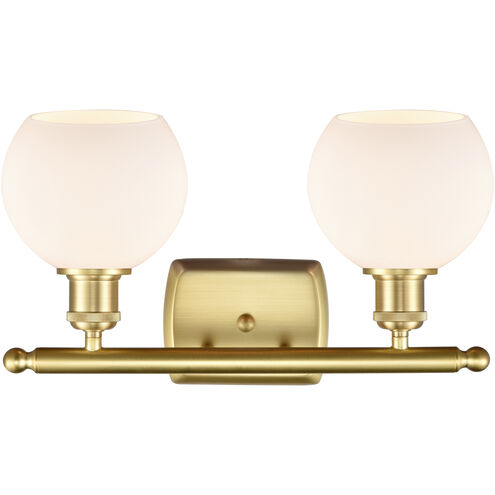 Ballston Athens 2 Light 16 inch Satin Gold Bath Vanity Light Wall Light in Matte White Glass