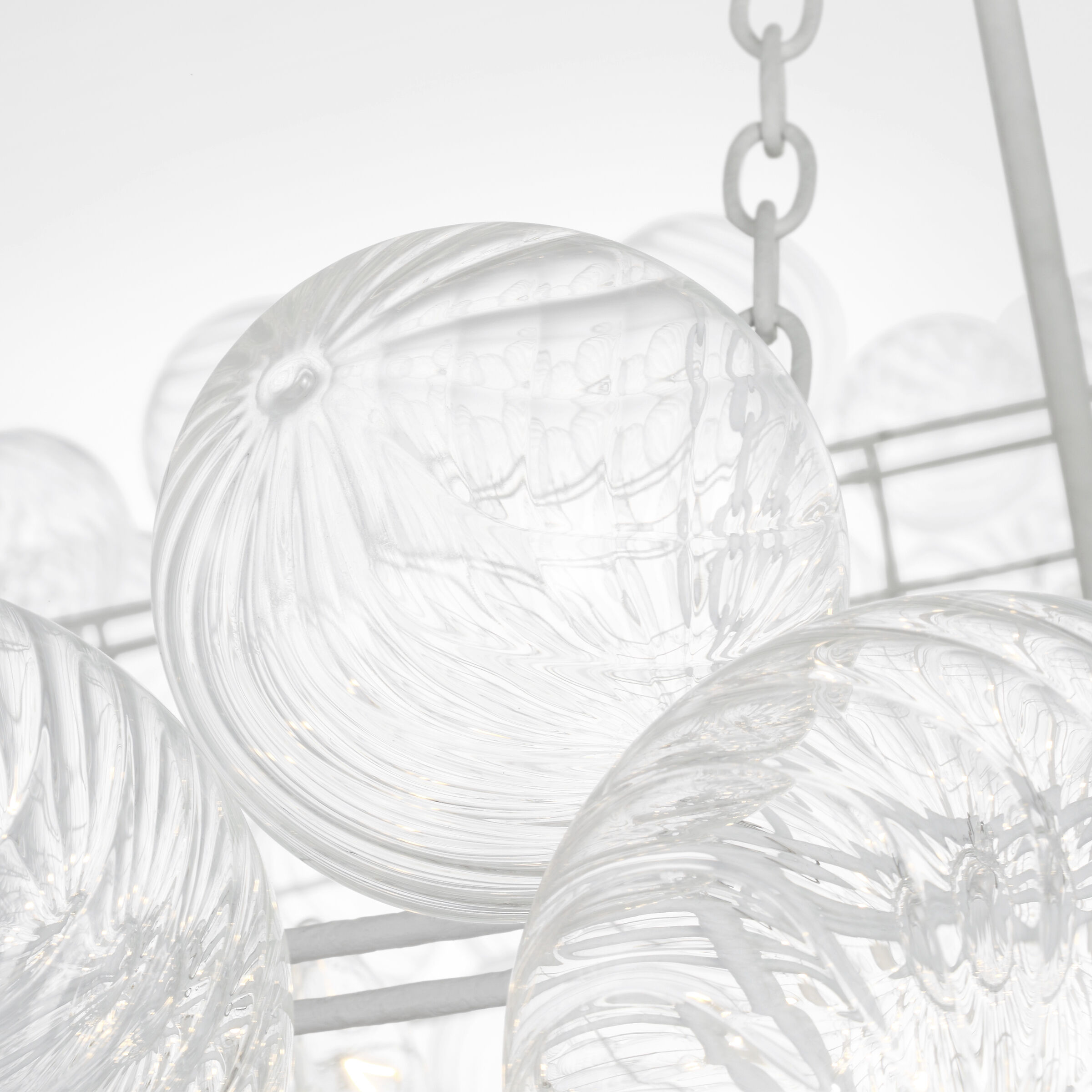 Julie Neill Talia LED 65.75 inch Plaster White and Clear Swirled Glass Chandelier Ceiling Light
