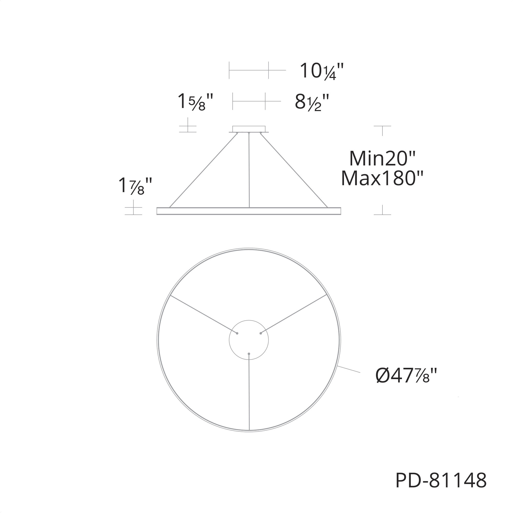Sirius LED 48 inch Brushed Aluminum Pendant Ceiling Light, dweLED