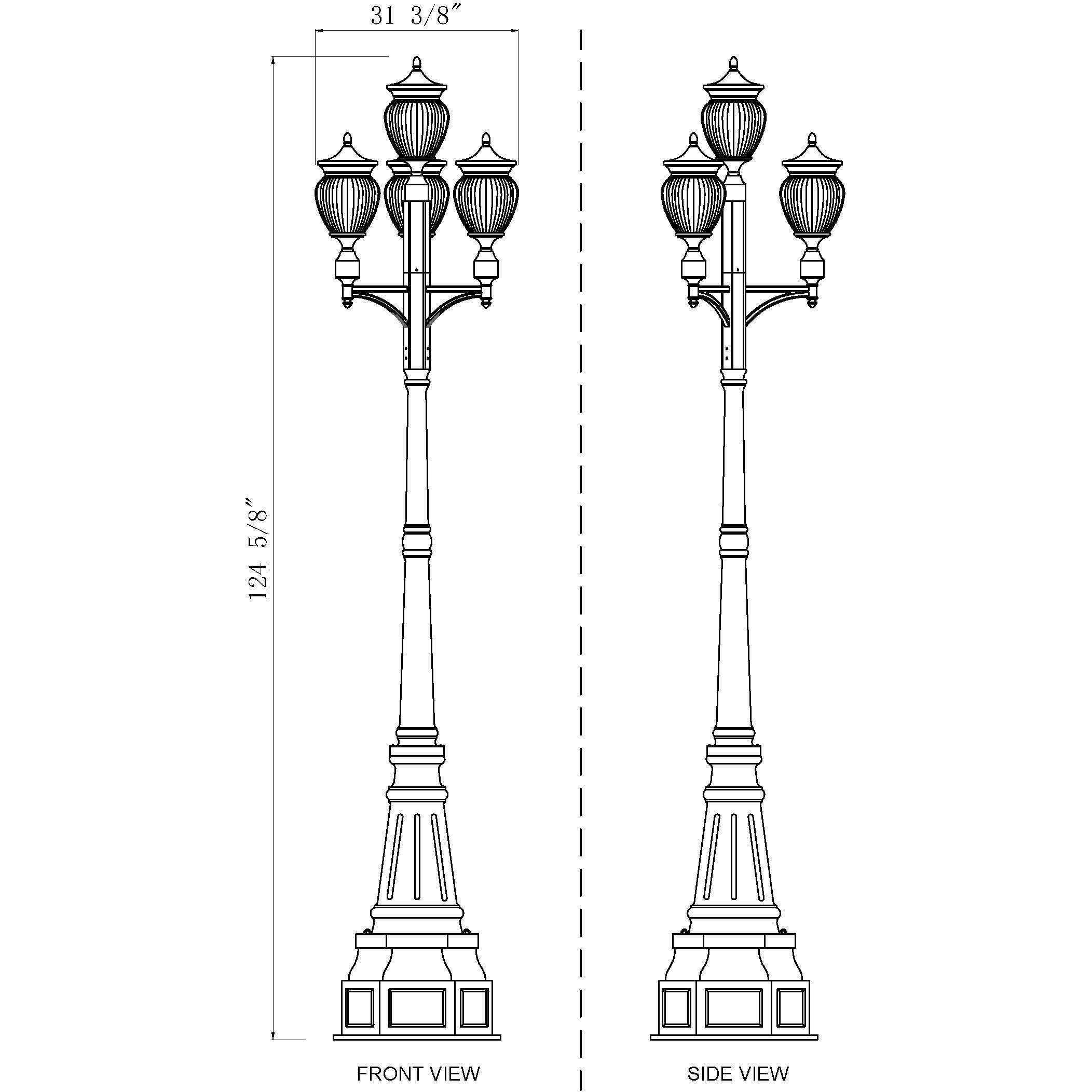 Davina 3 Light 125.75 inch Black Outdoor Post Mounted Fixture in G9