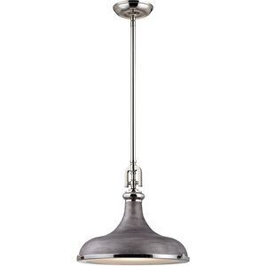 Rutherford 1 Light 15 inch Weathered Zinc with Polished Nickel Pendant Ceiling Light
