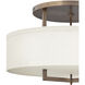 Hampton 3 Light 26 inch Brushed Bronze Indoor Semi-Flush Mount Ceiling Light in Non-LED
