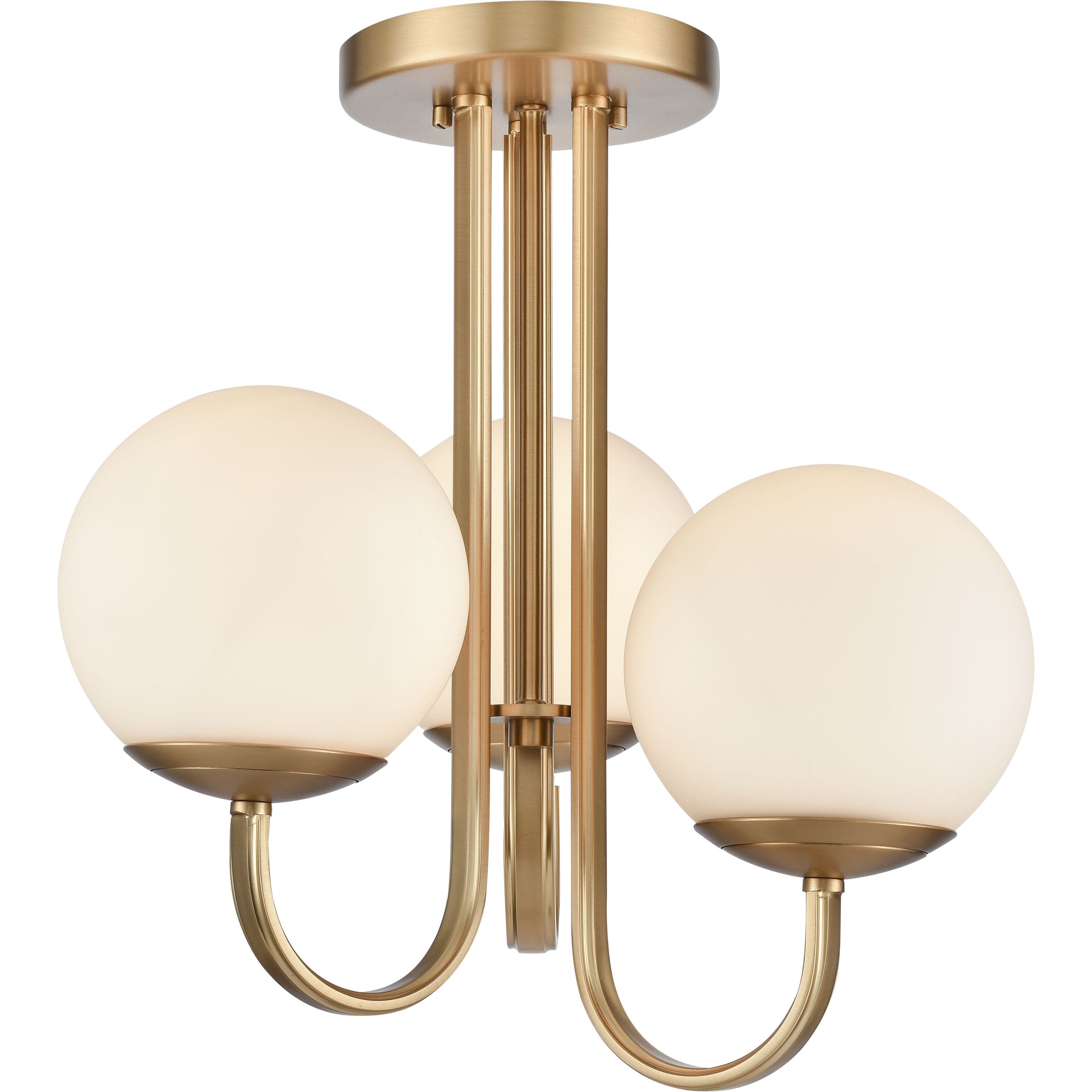 Caroline 3 Light 16 inch Brushed Gold Semi Flush Mount Ceiling Light