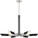 Turbine 6 Light 34 inch Coal With Brushed Nickel Chandelier Ceiling Light