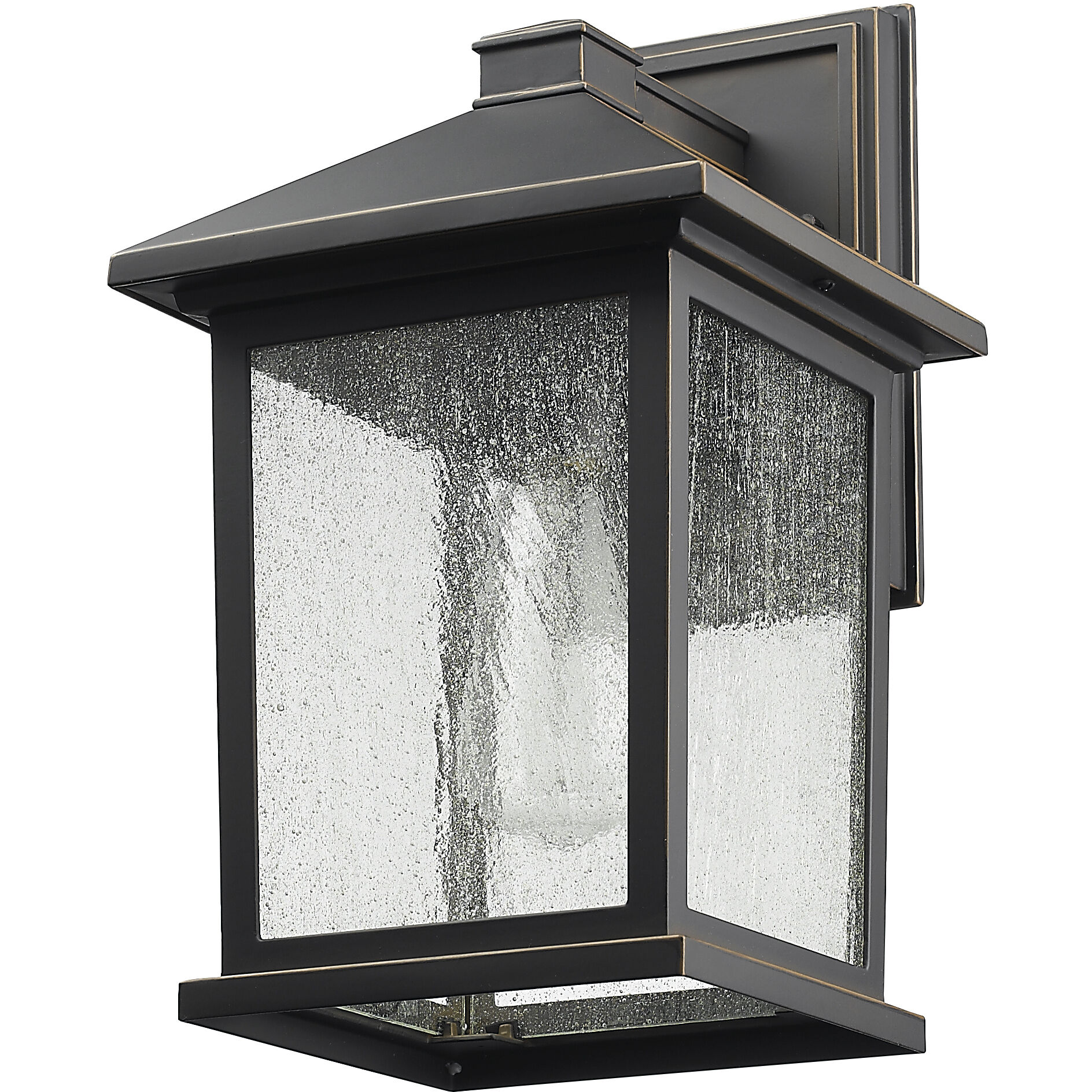 Portland 1 Light 14 inch Oil Rubbed Bronze Outdoor Wall Light in Clear Seedy Glass, 4.24