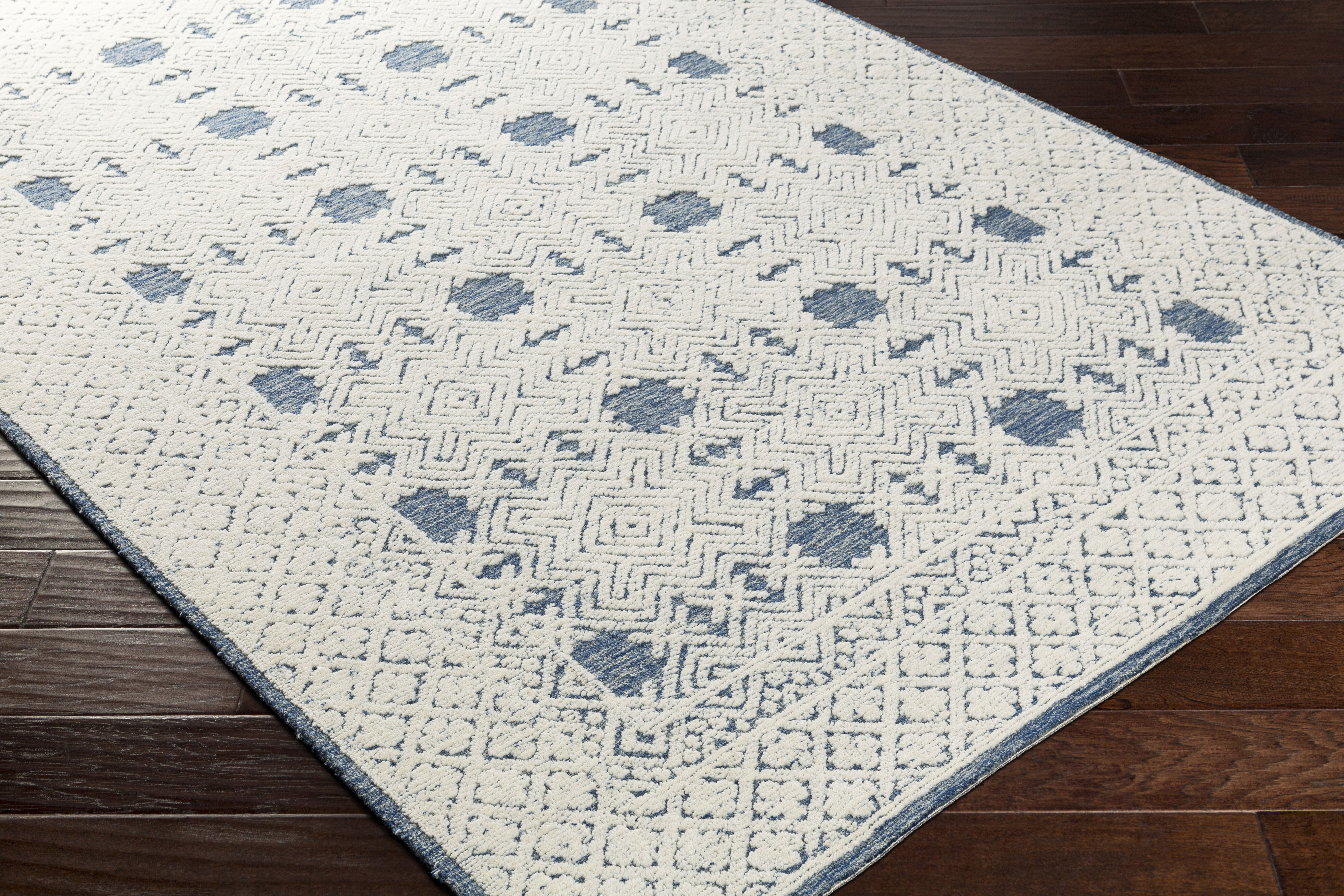 Louvre 36 X 24 inch Dark Blue Rug in 2 x 3, Rectangle