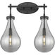 Downtown Urban Owego 2 Light 18 inch Matte Black Bath Vanity Light Wall Light in Light Smoke Glass