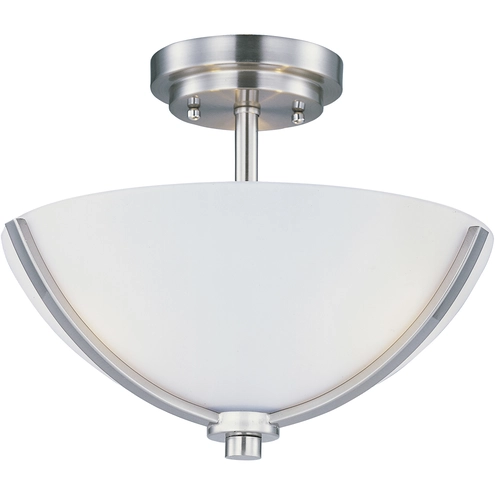 Deven 3 Light 14 inch Satin Nickel Semi-Flush Mount Ceiling Light