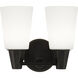 Wheatley 2 Light 11 inch Deep Patina Bronze Wall Sconce Wall Light in Cased White Glass
