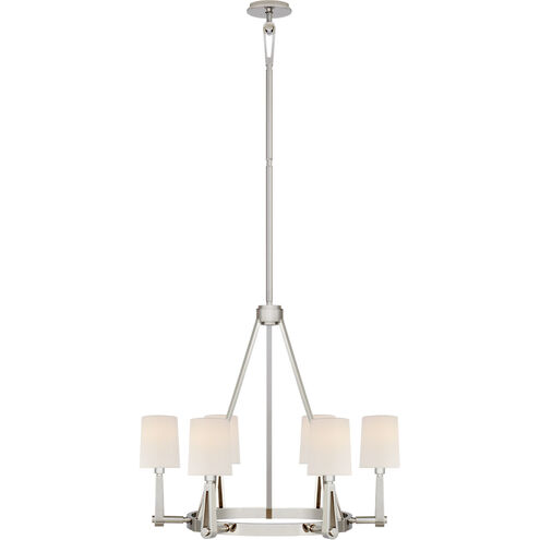 Thomas O'Brien Alpha 6 Light 30 inch Polished Nickel Chandelier Ceiling Light in Linen, Medium