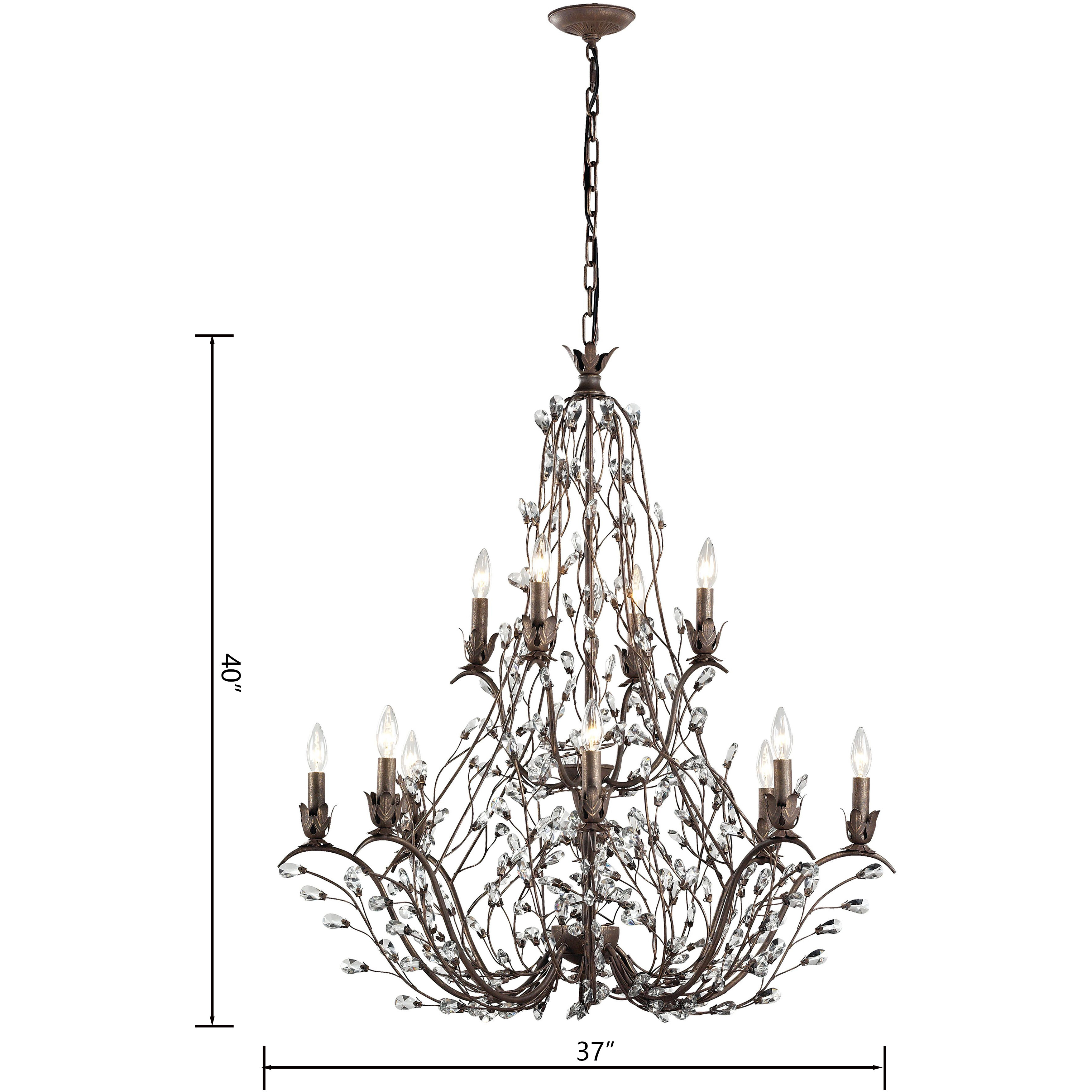 Sagemore 12 Light 37 inch Bronzed Rust with Clear Chandelier Ceiling Light