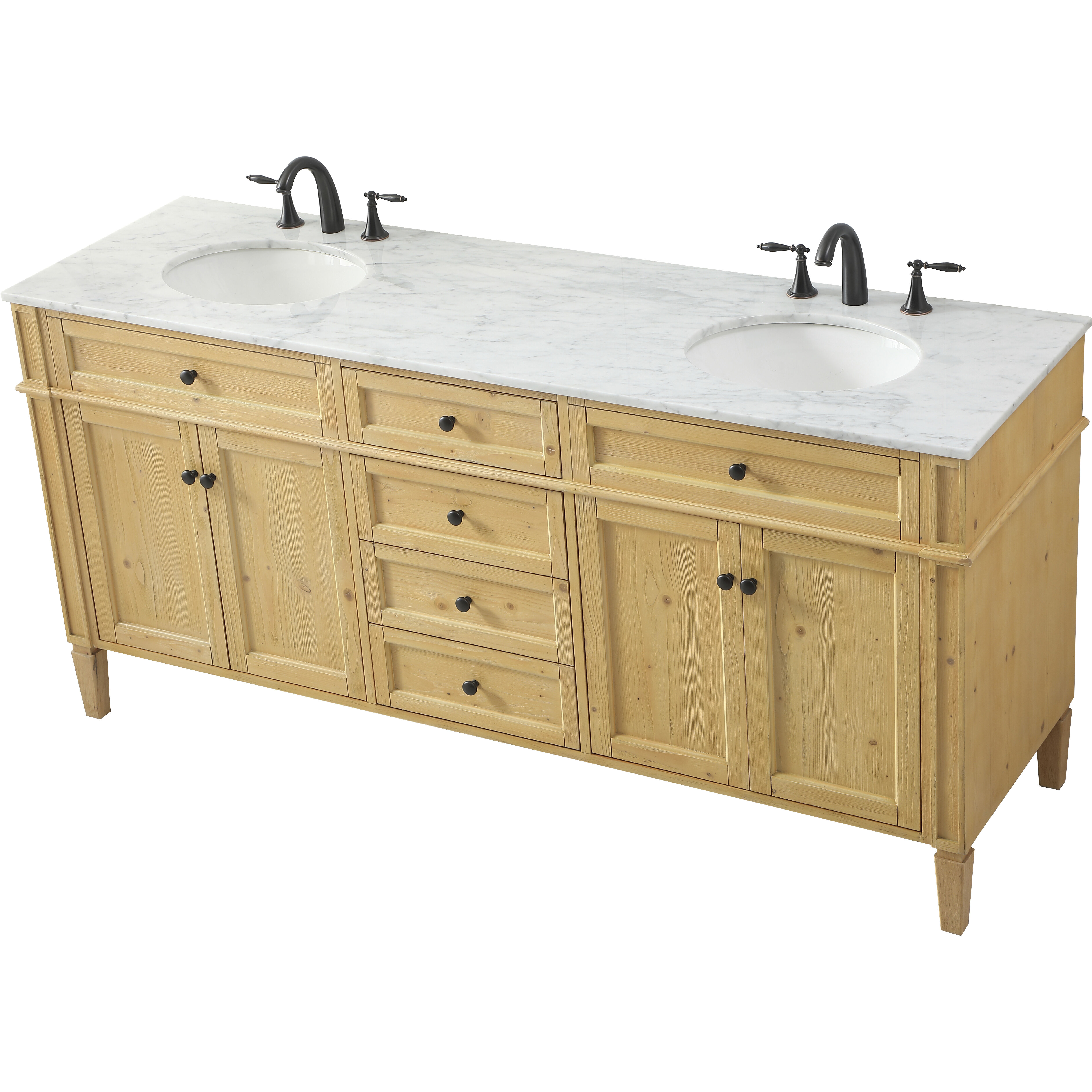 Park Avenue 72 X 22 X 35 inch Natural Wood Vanity Sink Set