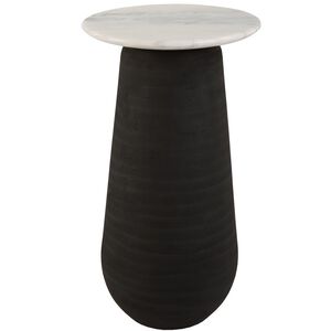 Total Eclipse 24.7 X 14 inch White Marble and Matte Black Accent Table