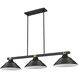 Bronte 3 Light 54.75 inch Matte Black and Rubbed Brass Billiard Light Ceiling Light