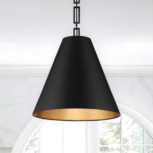 Alston 3 Light 18 inch Matte Black/Antique Gold Pendant Ceiling Light in Matte Black and Antique Gold