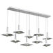 Cumulus Linear Multi-Pendant Ceiling Light in Classic Silver with Smoke Granite Glass