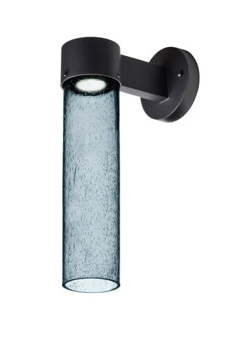 Juni LED 18 inch Black Outdoor Sconce in Blue Bubble Glass