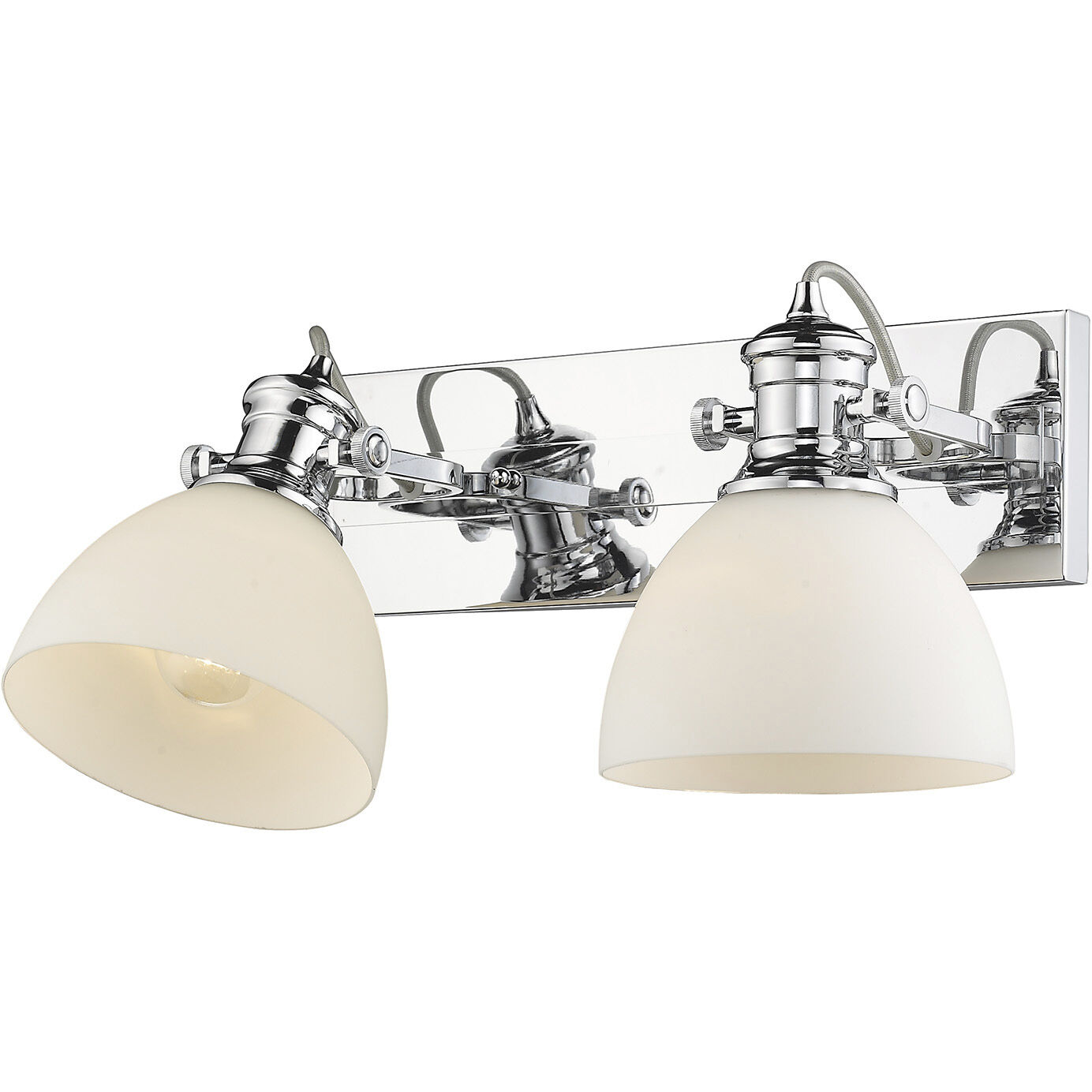 Yep Hines Vanity Wall Light in Chrome, Opal Glass