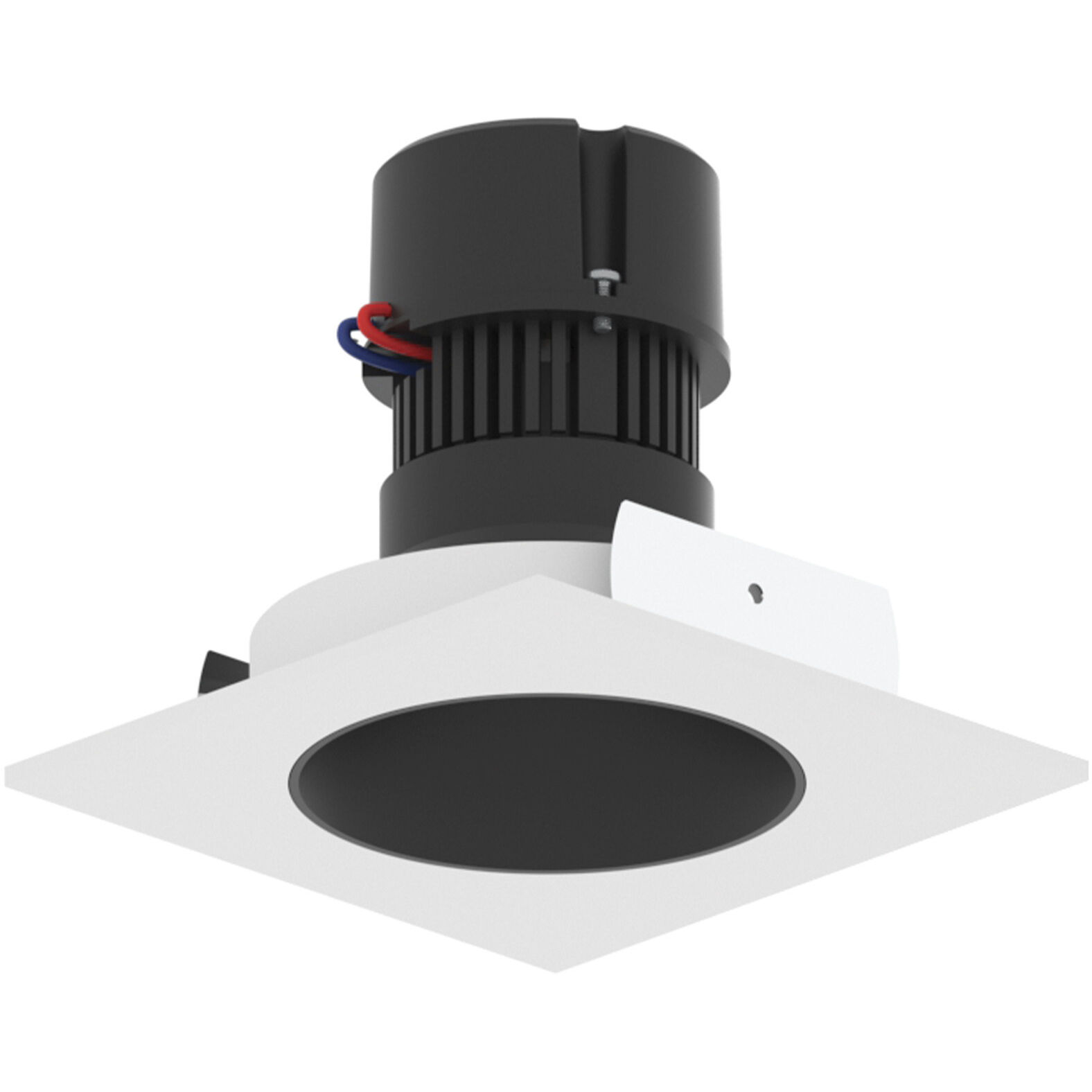 Pearl Black Reflector / Warm White Flange LED Square Retrofit Reflector with Round Aperture in 2700K, Black / Warm White, 4" Retrofit