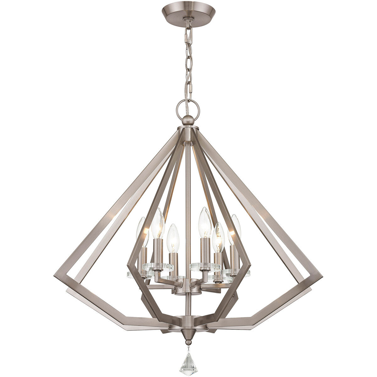 Diamond 6 Light 25 inch Brushed Nickel Chandelier Ceiling Light