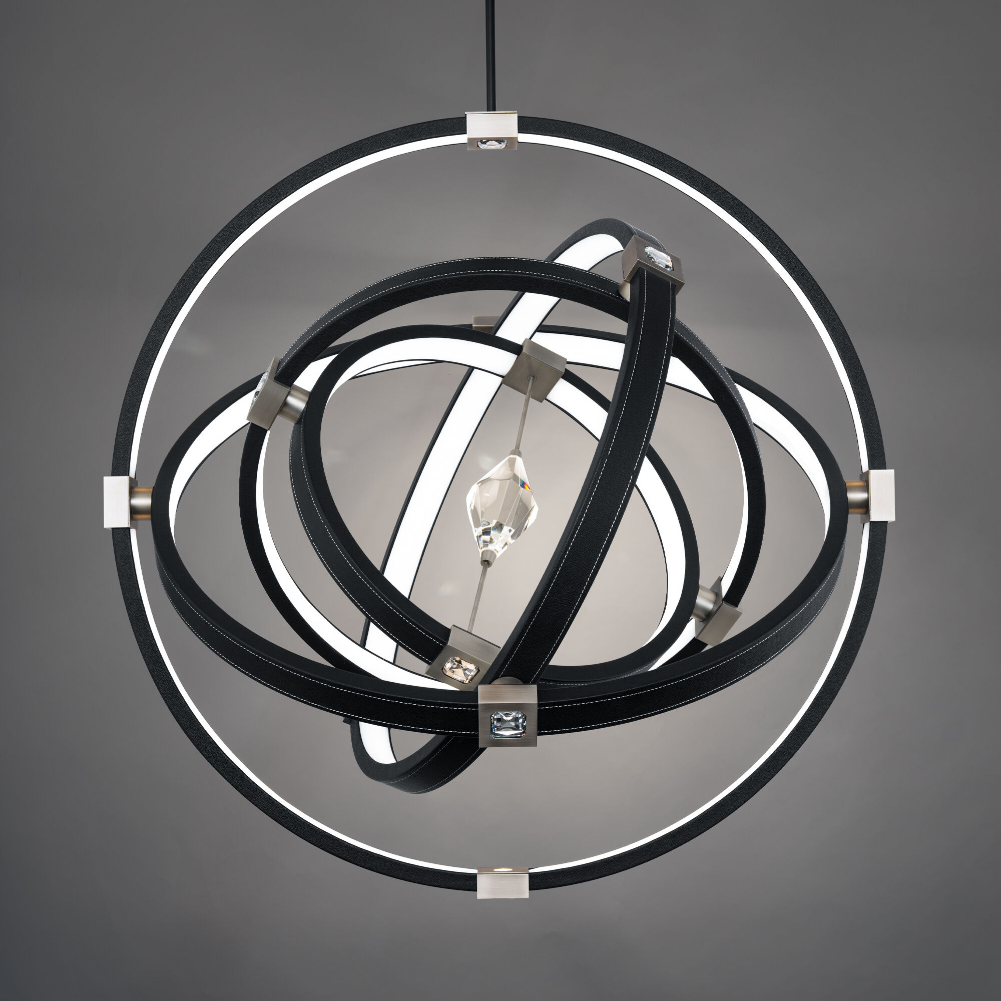 Atomic LED 36.44 inch Black and Brushed Nickel Pendant Ceiling Light in Black-Brushed Nickel, Beyond