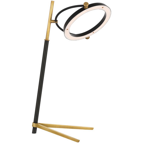 Ian K. Fowler Mistral 21 inch 10.00 watt Hand-Rubbed Antique Brass and Matte Black Ring Lamp Portable Light, Medium