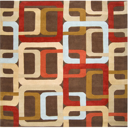 Forum 96 X 96 inch Red and Brown Area Rug, Wool