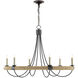Shipwright 6 Light 38.5 inch French Black Chandelier Ceiling Light