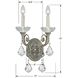 Majestic 2 Light 10 inch Historic Brass Sconce Wall Light in Clear Hand Cut