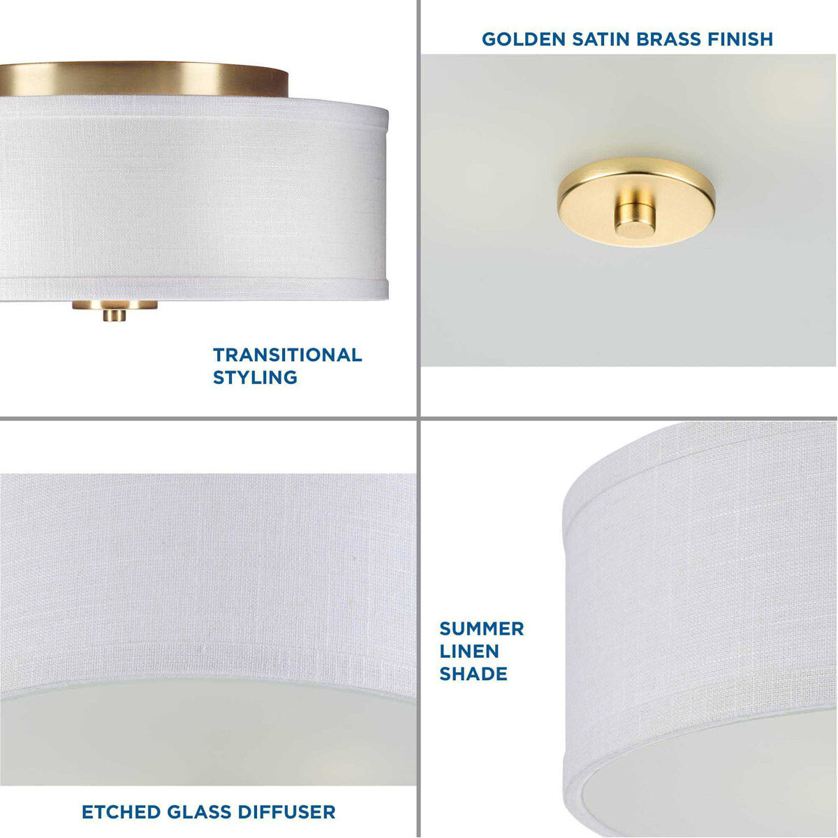 Inspire 2 Light 13 inch Satin Brass Flush Mount Ceiling Light